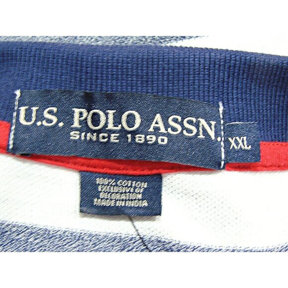 NEW US Polo Assn Polo Shirt Mens Blue White Striped Short Sleeve Cotton Sz XXL - Picture 3 of 10